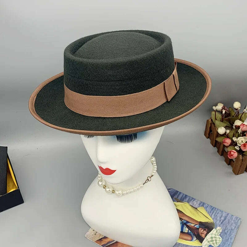 wool fedora for women men fedoras lady hat two toned felt church hat unisex bowknot jazz hat for men and women wholesale price - KIMLUD