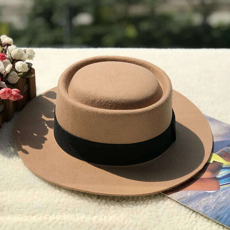 wool fedora for women men fedoras lady hat two toned felt church hat unisex bowknot jazz hat for men and women wholesale price - KIMLUD