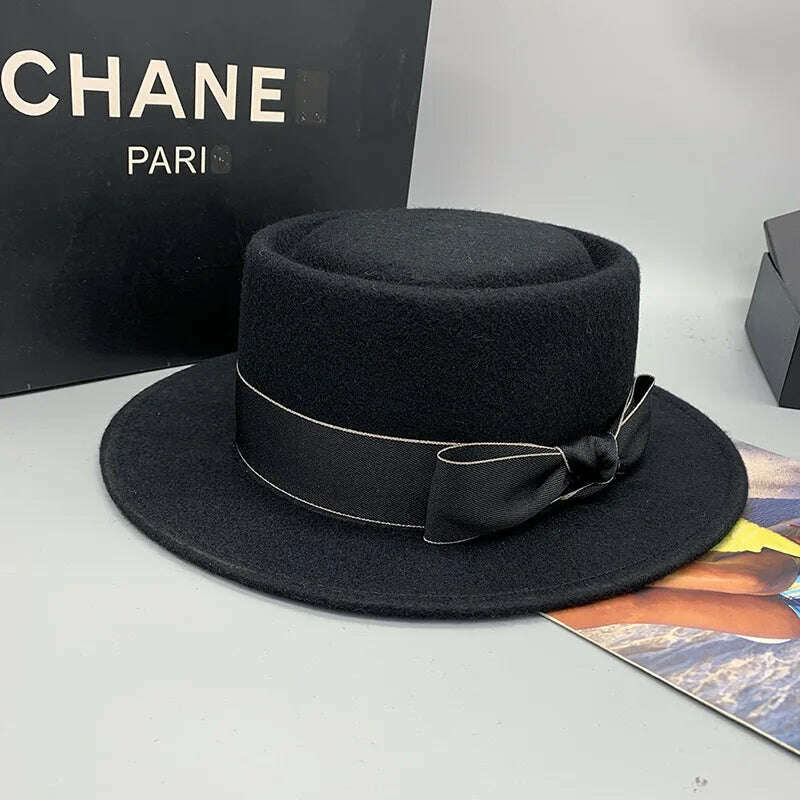 wool fedora for women men fedoras lady hat two toned felt church hat unisex bowknot jazz hat for men and women wholesale price - KIMLUD