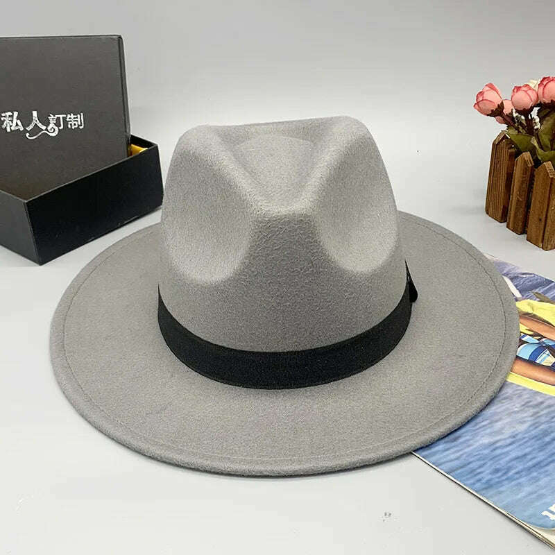 wool fedora for women men fedoras lady hat two toned felt church hat unisex bowknot jazz hat for men and women wholesale price - KIMLUD