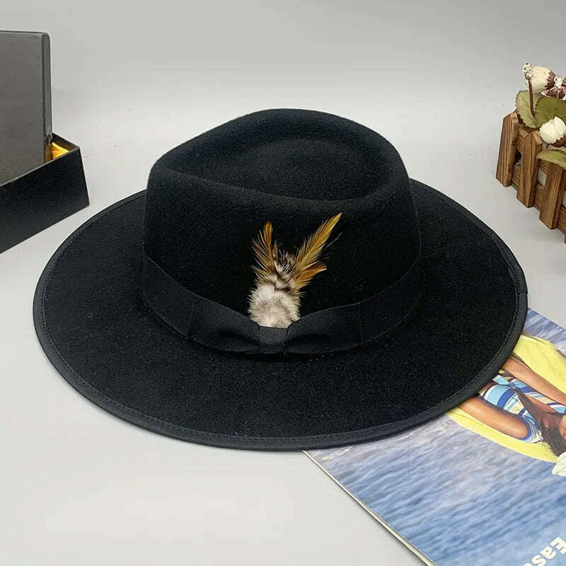 wool fedora for women men fedoras lady hat two toned felt church hat unisex bowknot jazz hat for men and women wholesale price - KIMLUD
