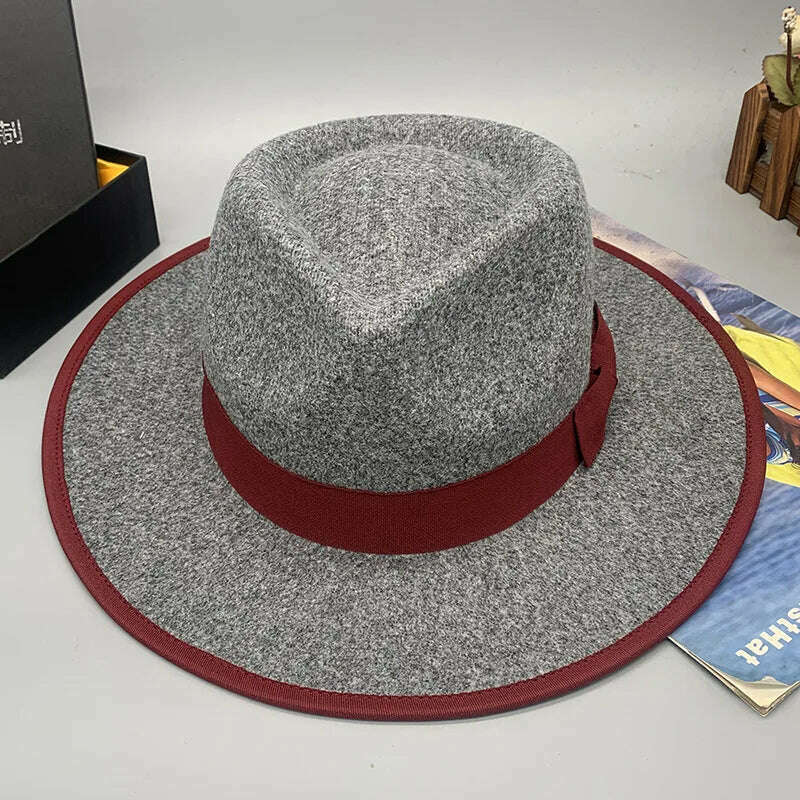 wool fedora for women men fedoras lady hat two toned felt church hat unisex bowknot jazz hat for men and women wholesale price - KIMLUD