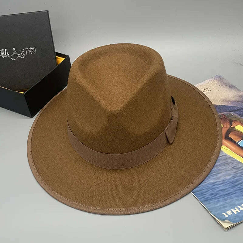 wool fedora for women men fedoras lady hat two toned felt church hat unisex bowknot jazz hat for men and women wholesale price - KIMLUD