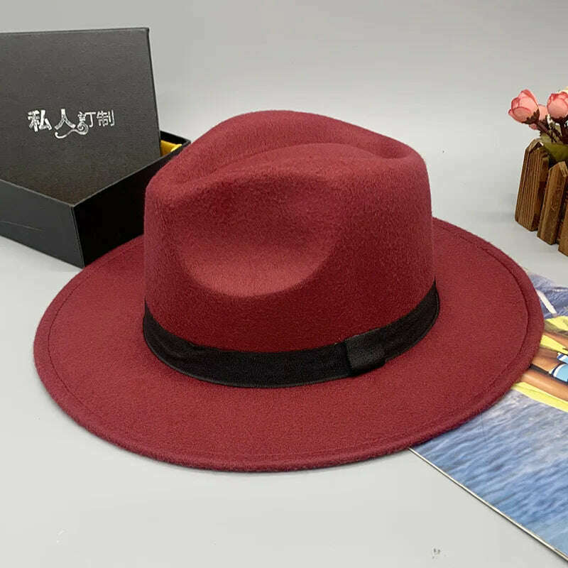 wool fedora for women men fedoras lady hat two toned felt church hat unisex bowknot jazz hat for men and women wholesale price - KIMLUD