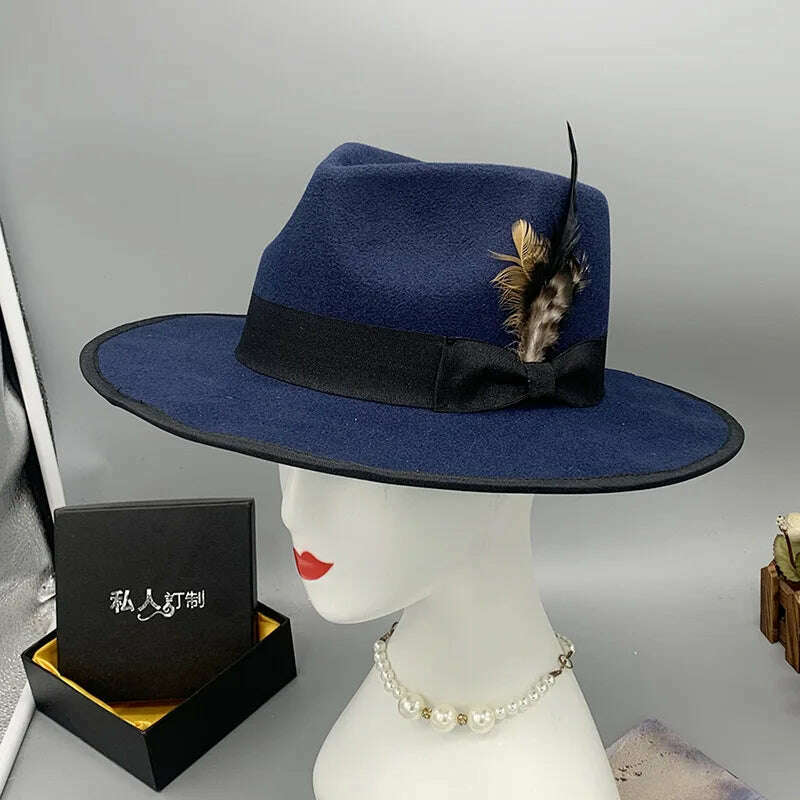 wool fedora for women men fedoras lady hat two toned felt church hat unisex bowknot jazz hat for men and women wholesale price - KIMLUD