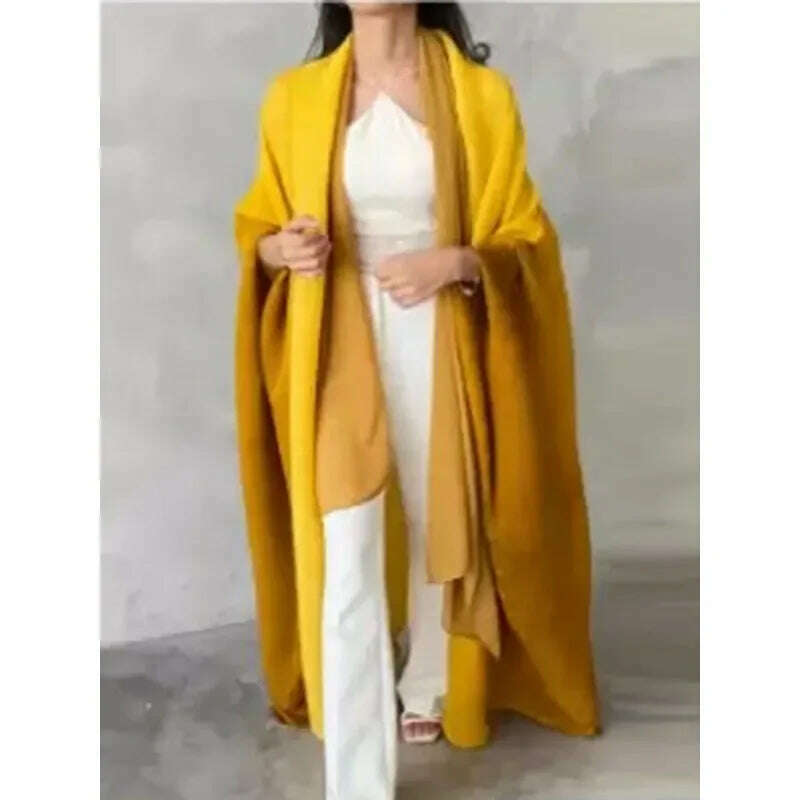 KIMLUD, Wrinkled Women's Windbreaker Jacket Bat Sleeve Scarf Collar, Gradient Long Robe Fashion Retro Coats and Jackets Women, KIMLUD Womens Clothes