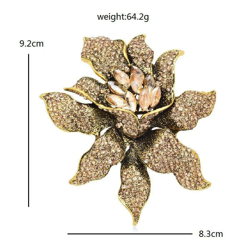 KIMLUD, Wuli&baby Big Rhinestone Flower Brooches For Women Unisex 3-color Beautiful Sparkling Flower Party Brooch Pin Gifts, KIMLUD Womens Clothes