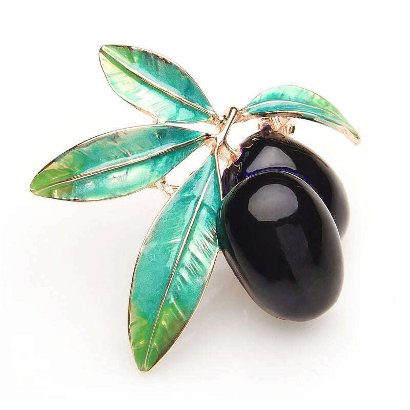 KIMLUD, Wuli&baby Purple Olives Enamel Brooches Women Men Alloy Plants Banquet Party Brooch Girls' Bag Hat Accessories, KIMLUD Womens Clothes