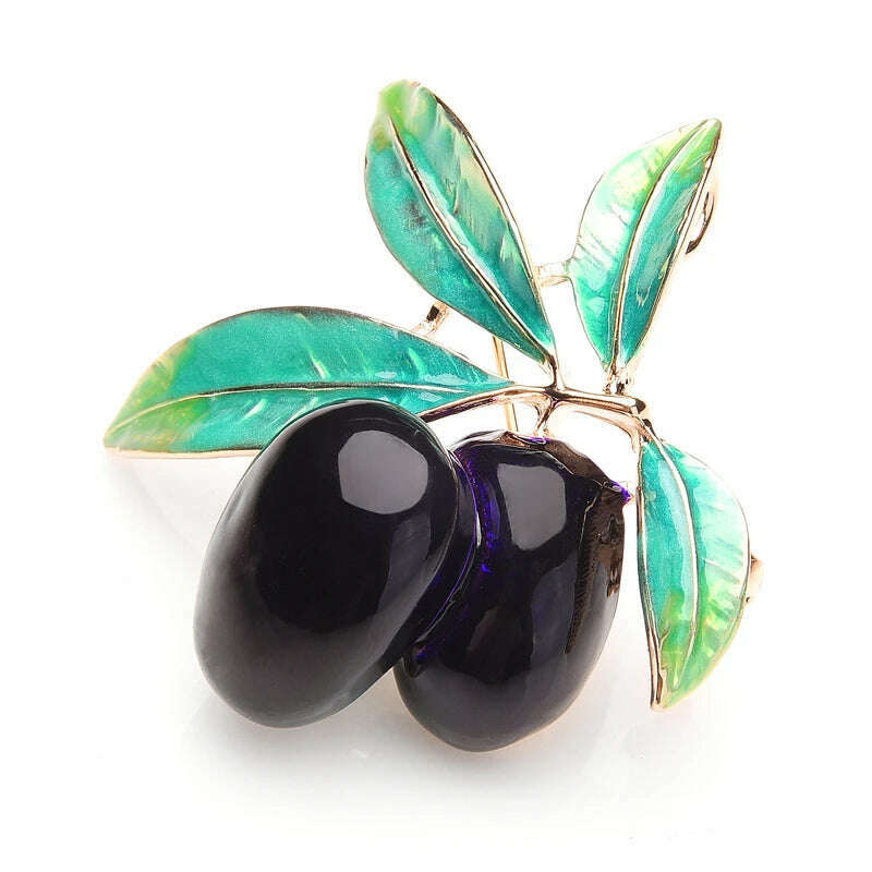 KIMLUD, Wuli&baby Purple Olives Enamel Brooches Women Men Alloy Plants Banquet Party Brooch Girls' Bag Hat Accessories, KIMLUD Womens Clothes
