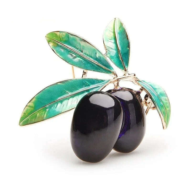 KIMLUD, Wuli&baby Purple Olives Enamel Brooches Women Men Alloy Plants Banquet Party Brooch Girls' Bag Hat Accessories, purple, KIMLUD APPAREL - Womens Clothes