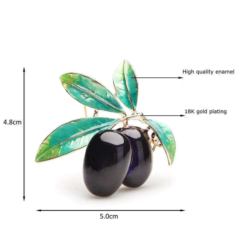 KIMLUD, Wuli&baby Purple Olives Enamel Brooches Women Men Alloy Plants Banquet Party Brooch Girls' Bag Hat Accessories, KIMLUD Womens Clothes