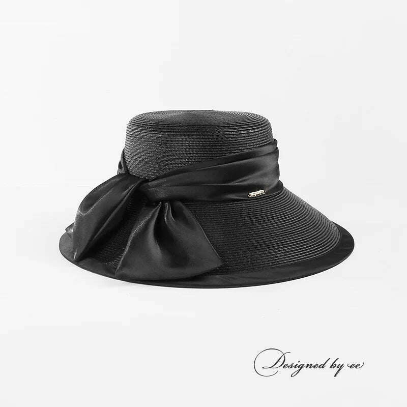 KIMLUD, X1009 Adult Summer Straw Sun Hat New Designer Adult Fashion Summer Hats Foldable British All-match Women's Sun Hat Adjust, Black / Adjust, KIMLUD APPAREL - Womens Clothes