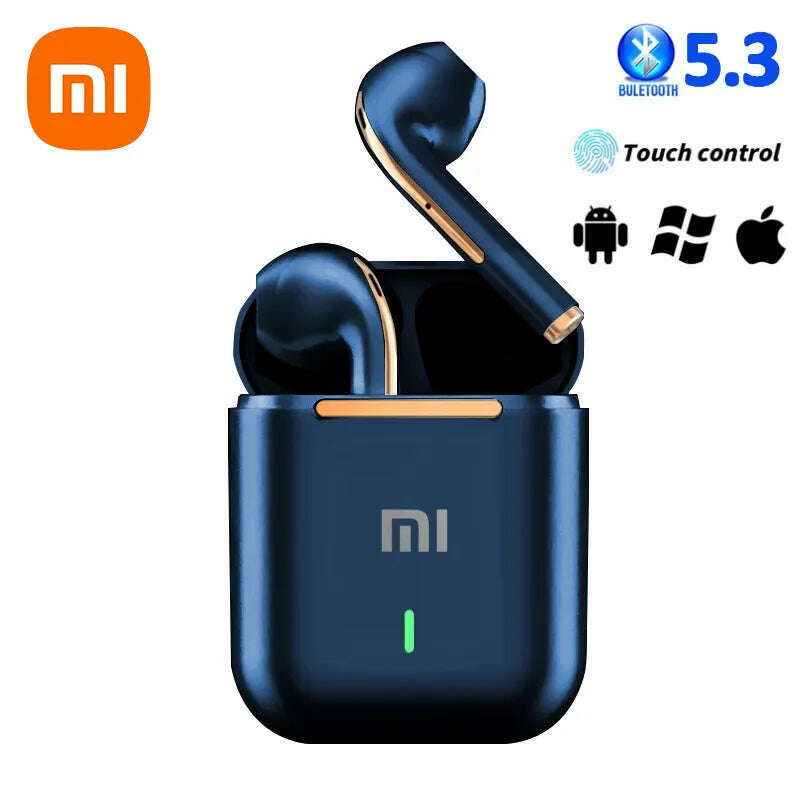 KIMLUD, Xiaomi Earbuds True Wireless Earphone Noise Cancelling Update Bluetooth 5.3 Headset HD Music Headphone In-Ear Handsfree With Mic, Blue, KIMLUD Womens Clothes