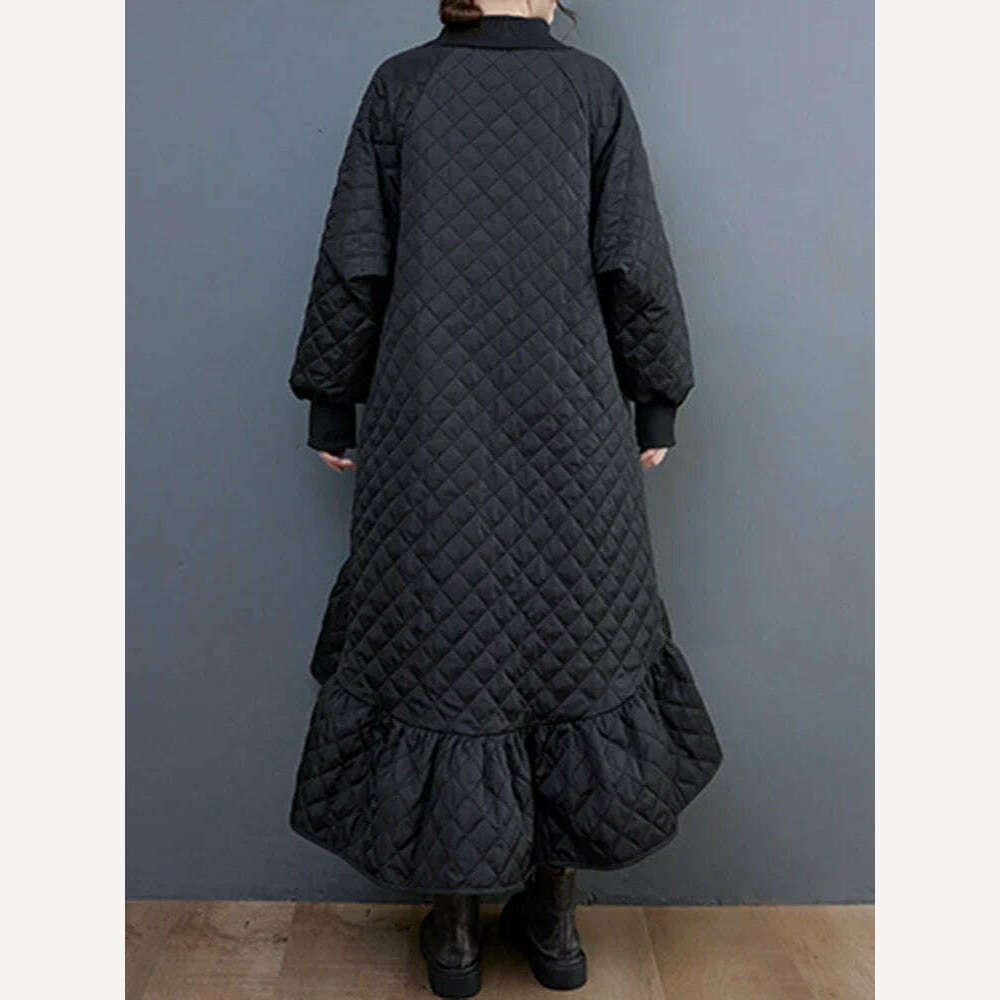 KIMLUD, XITAO Loose Irregular Dress Personality Ruffles Women 2023 Autumn Winter New Casual Fashion Trend Vintage Dress HQQ1638, KIMLUD Womens Clothes