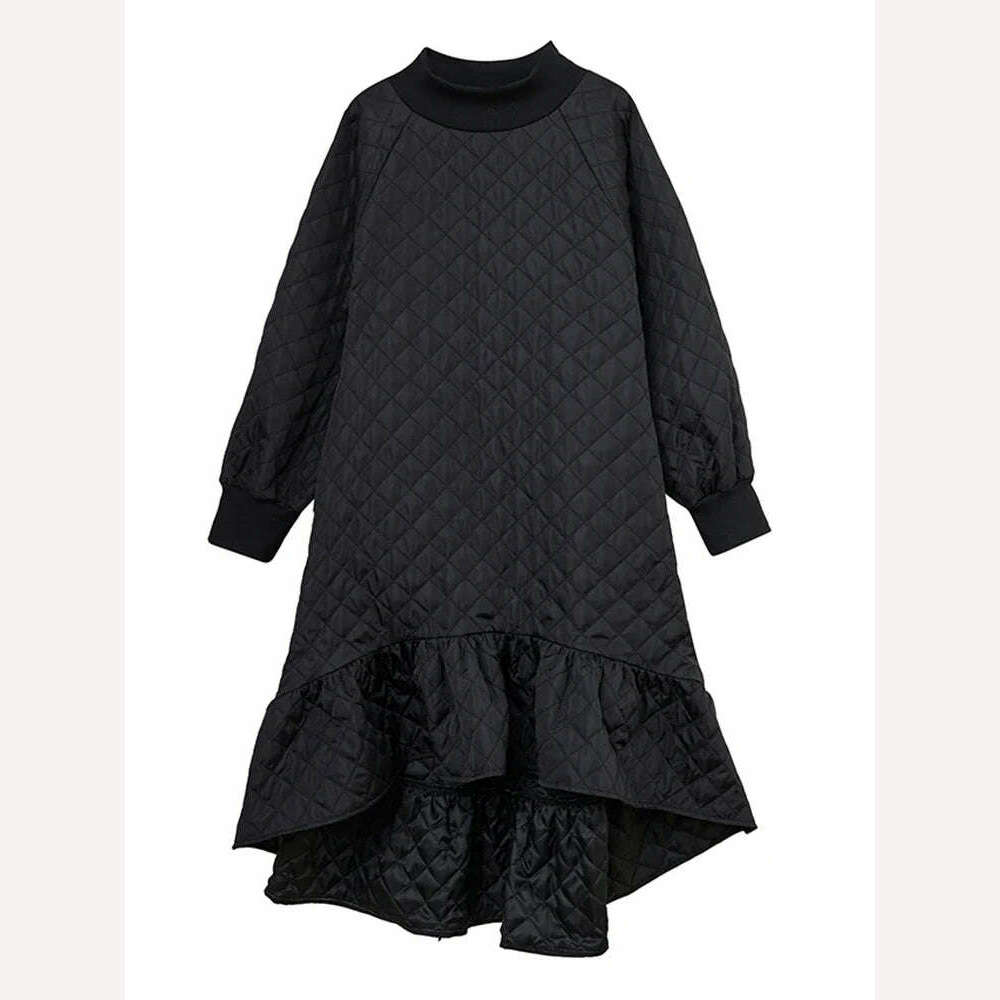 KIMLUD, XITAO Loose Irregular Dress Personality Ruffles Women 2023 Autumn Winter New Casual Fashion Trend Vintage Dress HQQ1638, KIMLUD Womens Clothes