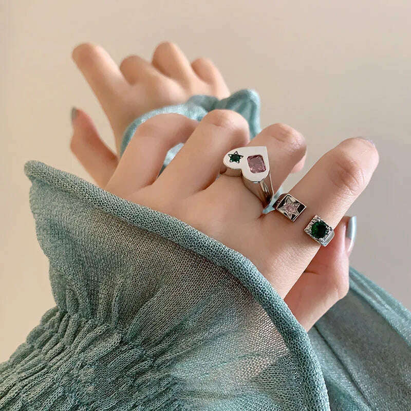 XIYANIKE Vintage Zircon Open Cuff Finger Rings For Women Girl Luxury Fashion New Jewelry Bosom Friend Gift Party кольцо женское - KIMLUD