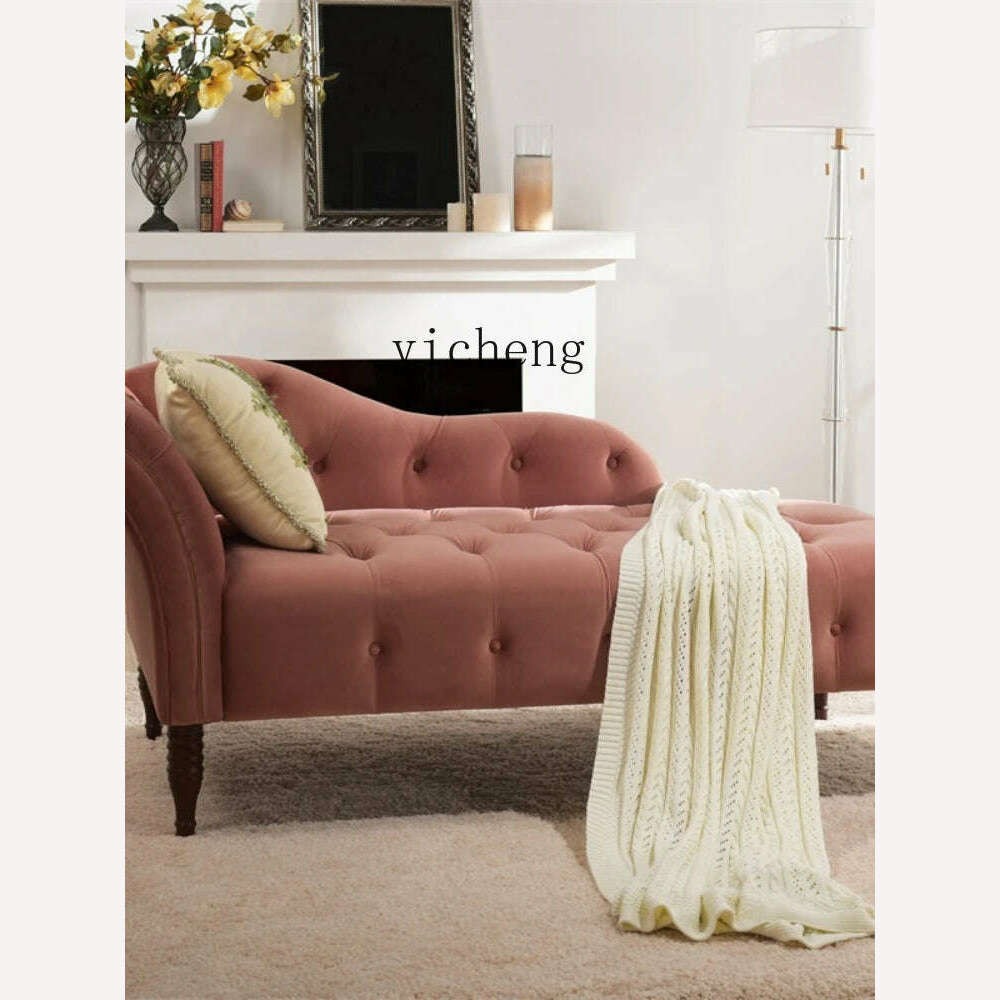 XL American Fabric Chaise Longue Sofa Lazy Recliner Nordic Master Bedroom Taffy Chair - KIMLUD