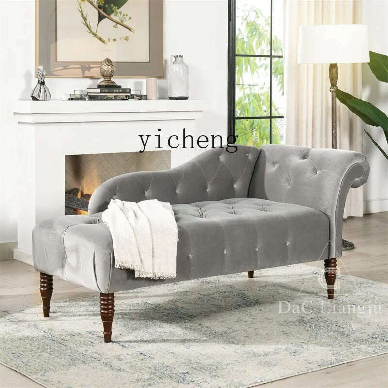 XL American Fabric Chaise Longue Sofa Lazy Recliner Nordic Master Bedroom Taffy Chair - KIMLUD