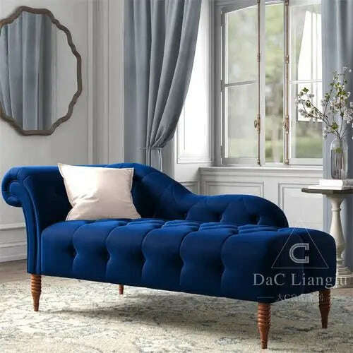 XL American Fabric Chaise Longue Sofa Lazy Recliner Nordic Master Bedroom Taffy Chair - KIMLUD