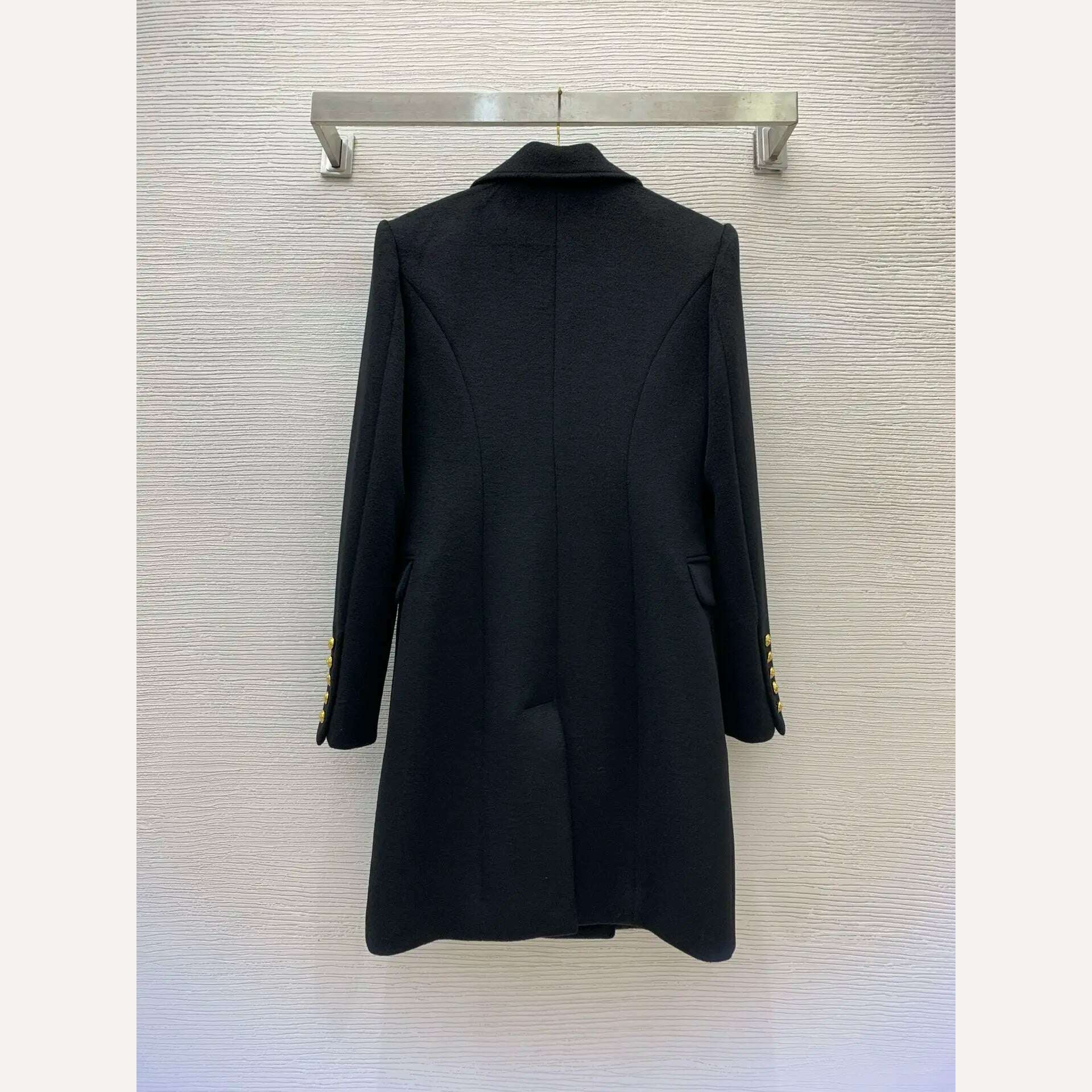 KIMLUD, Y1127 New Style High-end Custom thickened Warm tweed fabric, Double-breasted slim version lapel long sleeve long coat, KIMLUD Womens Clothes