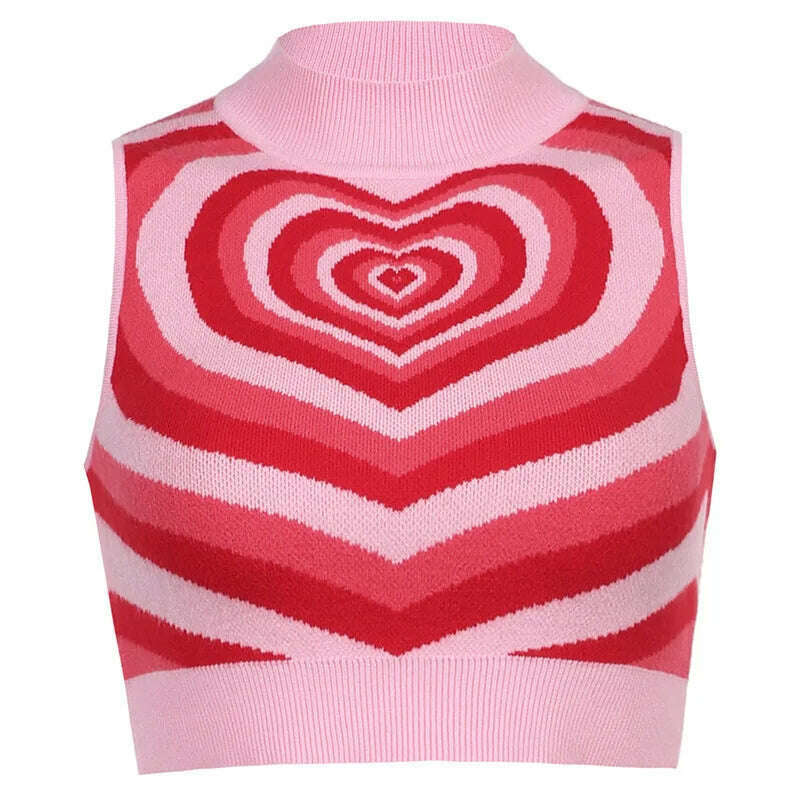 KIMLUD, Y2K Knitted Sweater Aesthetics Heart Striped Pullovers Sweater Girls Sweet Long Sleeve Turtleneck Jumper Autumn Streetwear, KIMLUD Womens Clothes