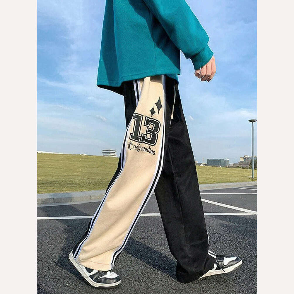 KIMLUD, Y2k Preppy Casual Sport Sweatpants Men Streetwear Hip Hop Stripe Straight Long Trousers Oversize Wide Leg Pants 2023 New, KIMLUD Womens Clothes