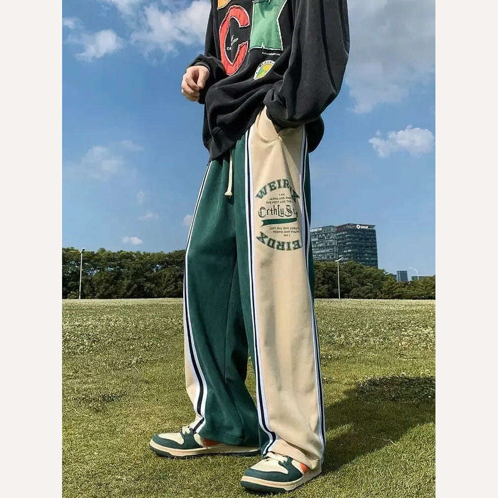 KIMLUD, Y2k Preppy Casual Sport Sweatpants Men Streetwear Hip Hop Stripe Straight Long Trousers Oversize Wide Leg Pants 2023 New, KIMLUD Womens Clothes