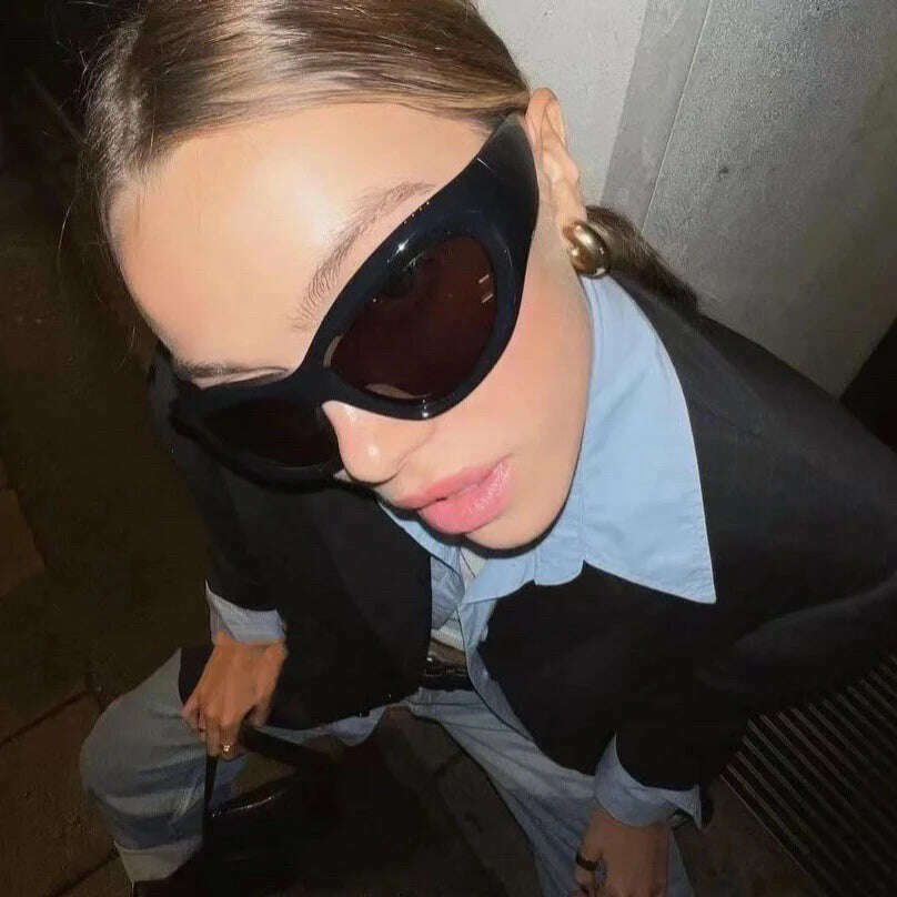 KIMLUD, Y2K Punk Women Men Mirror Sunglasses Futuristic Steampunk Luxury Brand Designer Vintage Shades UV400 Eyewear, KIMLUD Womens Clothes