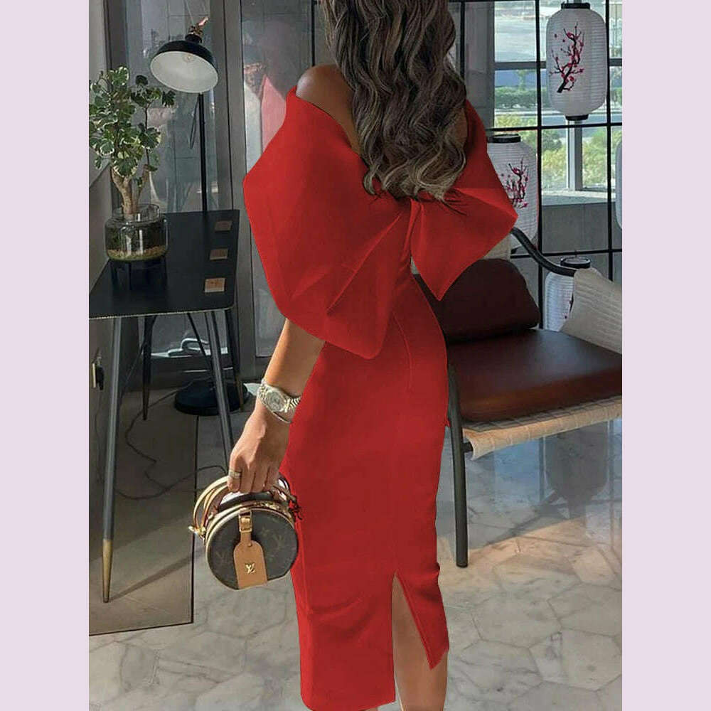 KIMLUD, Y2k Summer Off Shoulder Cape Design Skinny Sexy Party Vestidos Mujer 2021 Women Elegant Evening Dresses, KIMLUD Womens Clothes