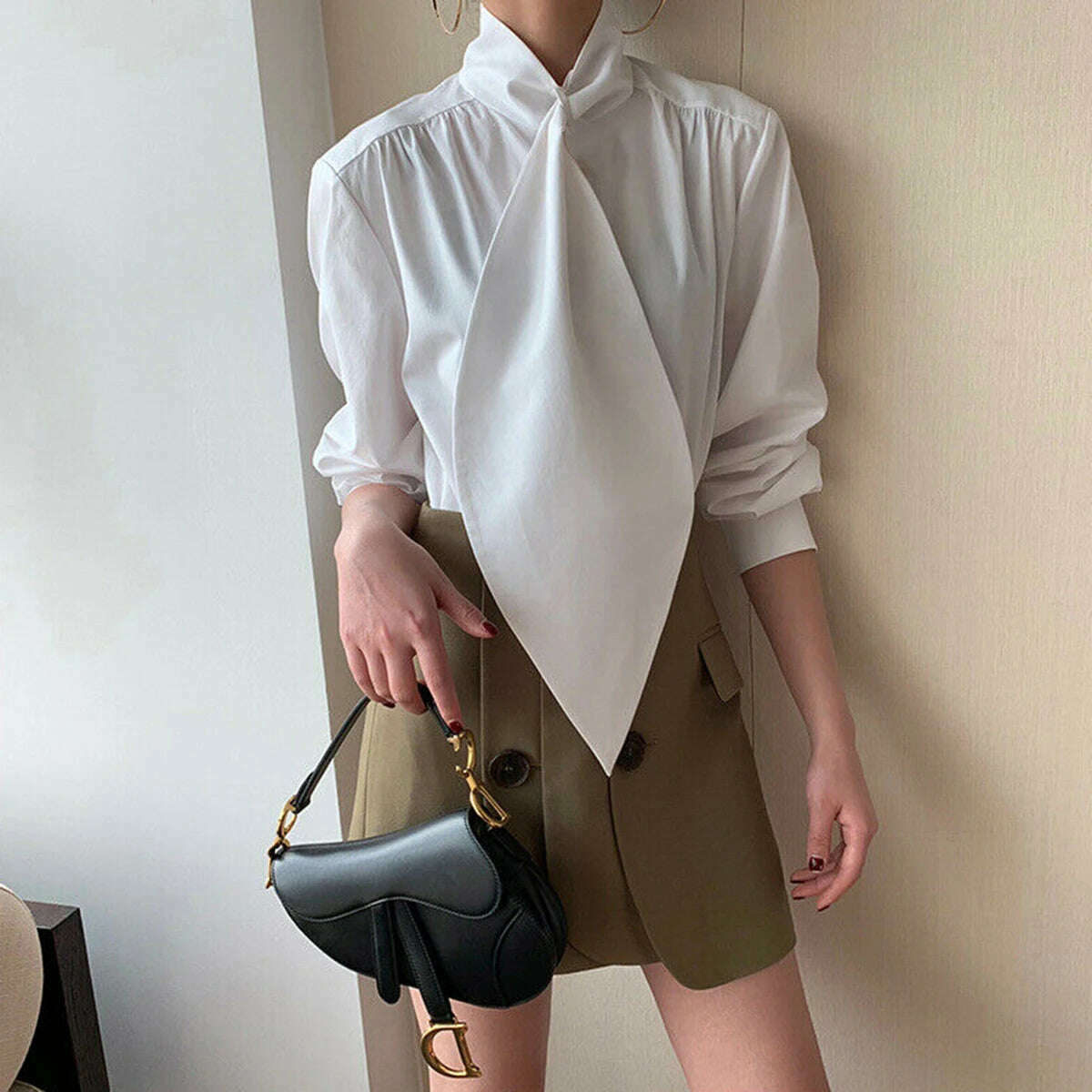 KIMLUD, Yeezzi 2022 Spring Summer Female Elegant White Long Sleeves Oversize Tops Shirt Blouse For Women, KIMLUD Womens Clothes