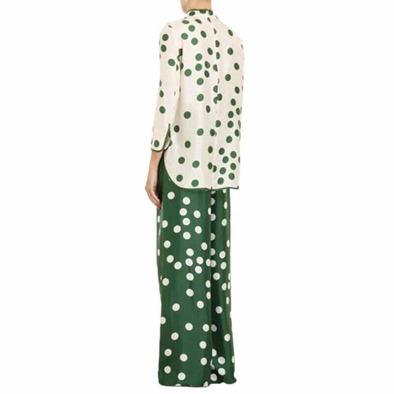 KIMLUD, Yeezzi 2023 New Arrivals Korean Fashion Polka-Dot Elasticity Waist Wide Leg Pants Summer Small Fresh Green Trousers For Women, KIMLUD Womens Clothes