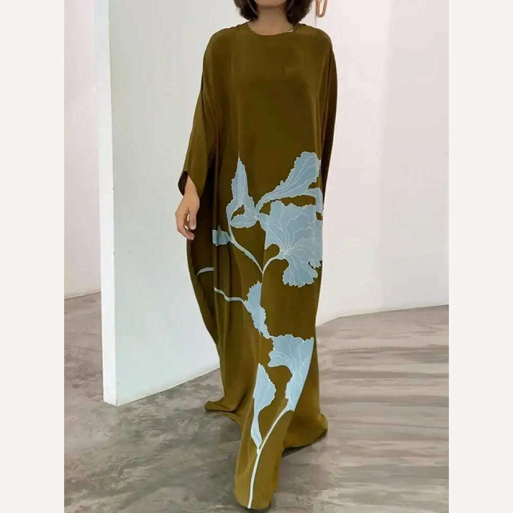 KIMLUD, Yeezzi 2023 New Female Vintage Elegant Flowers Printed Round-Neck Maxi Dresses Spring Autumn Long Sleeves Party Evening Dress, KIMLUD Women's Clothes