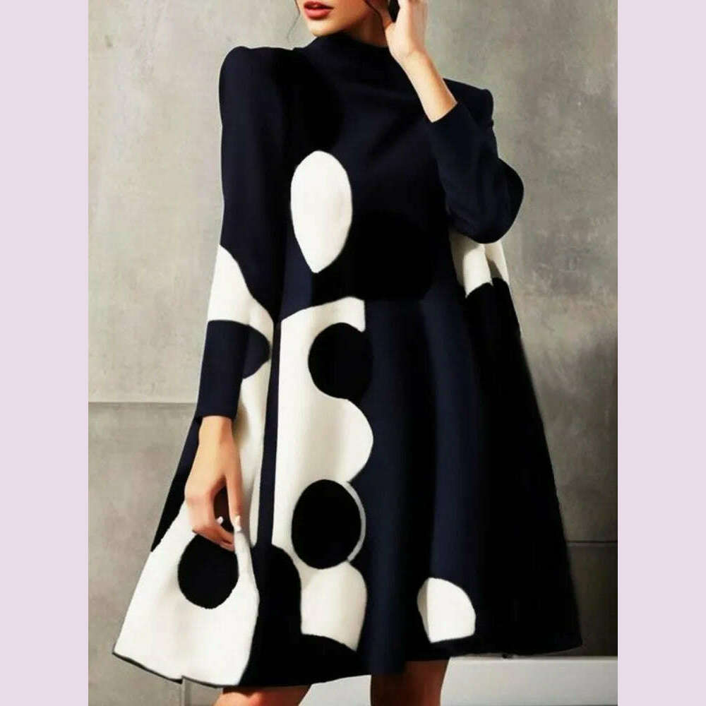 Yeezzi 2025 New Spring Women's Polka-Dot High-neck British Style Evening Mini Dresses Long Sleeves Elegant A-Line Party Dress Yeezzi 2025 New Spring Women's Polka-Dot High-neck British Style Evening Mini Dresses Long Sleeves Elegant A-Line Party Dress
