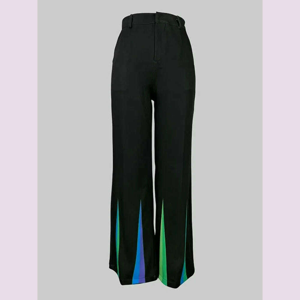 KIMLUD, Yeezzi 2025 New Women Fashion Striped Two Piece Sets Long Sleeves Skinny High Neck Tops Elastic High Waisted Straight Leg Pants, KIMLUD Womens Clothes