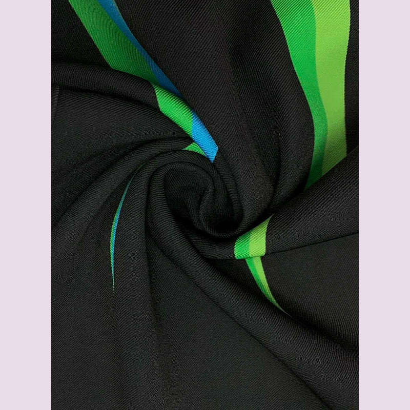 KIMLUD, Yeezzi 2025 New Women Fashion Striped Two Piece Sets Long Sleeves Skinny High Neck Tops Elastic High Waisted Straight Leg Pants, KIMLUD Womens Clothes