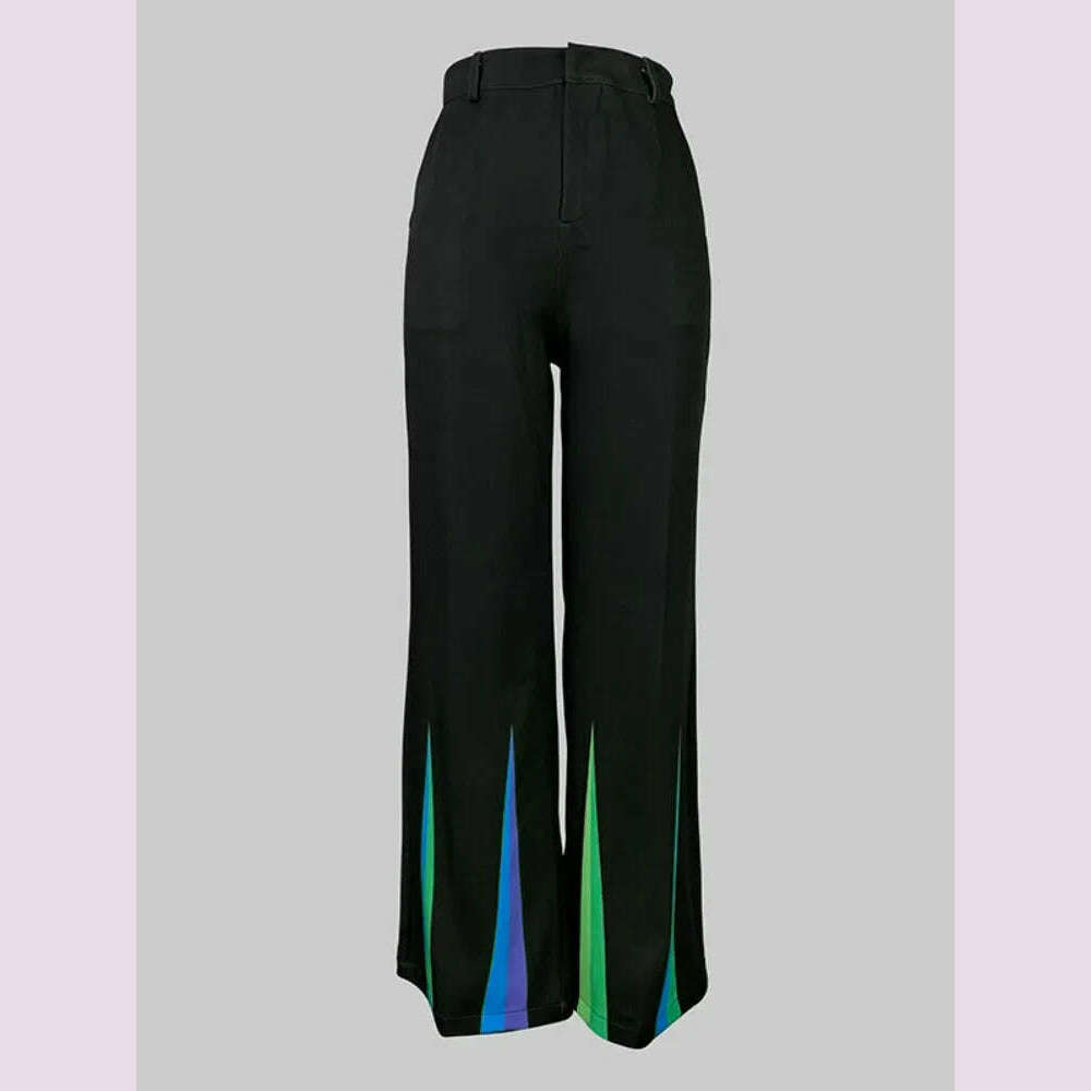 KIMLUD, Yeezzi 2025 New Women Fashion Striped Two Piece Sets Long Sleeves Skinny High Neck Tops Elastic High Waisted Straight Leg Pants, Pants / XXL, KIMLUD APPAREL - Womens Clothes