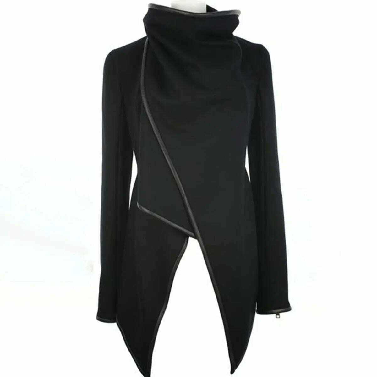 KIMLUD, Yeezzi Female Asymmetric Coats Autumn Winter Fashion High-Neck Long Sleeves Solid Color Split-Joint Coat For Women 2022 New, KIMLUD Womens Clothes