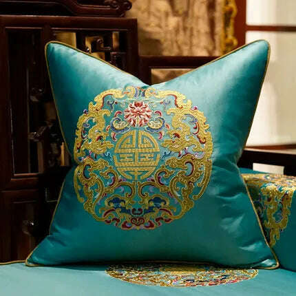 KIMLUD, Yellow Blue Beige Cushion Covers Luxury Modern New Chinese Style Embroidery Decorative Pillow Cases Sofa Bedroom Living Room Car, 45X45cm Pillowcase / 04, KIMLUD APPAREL - Womens Clothes