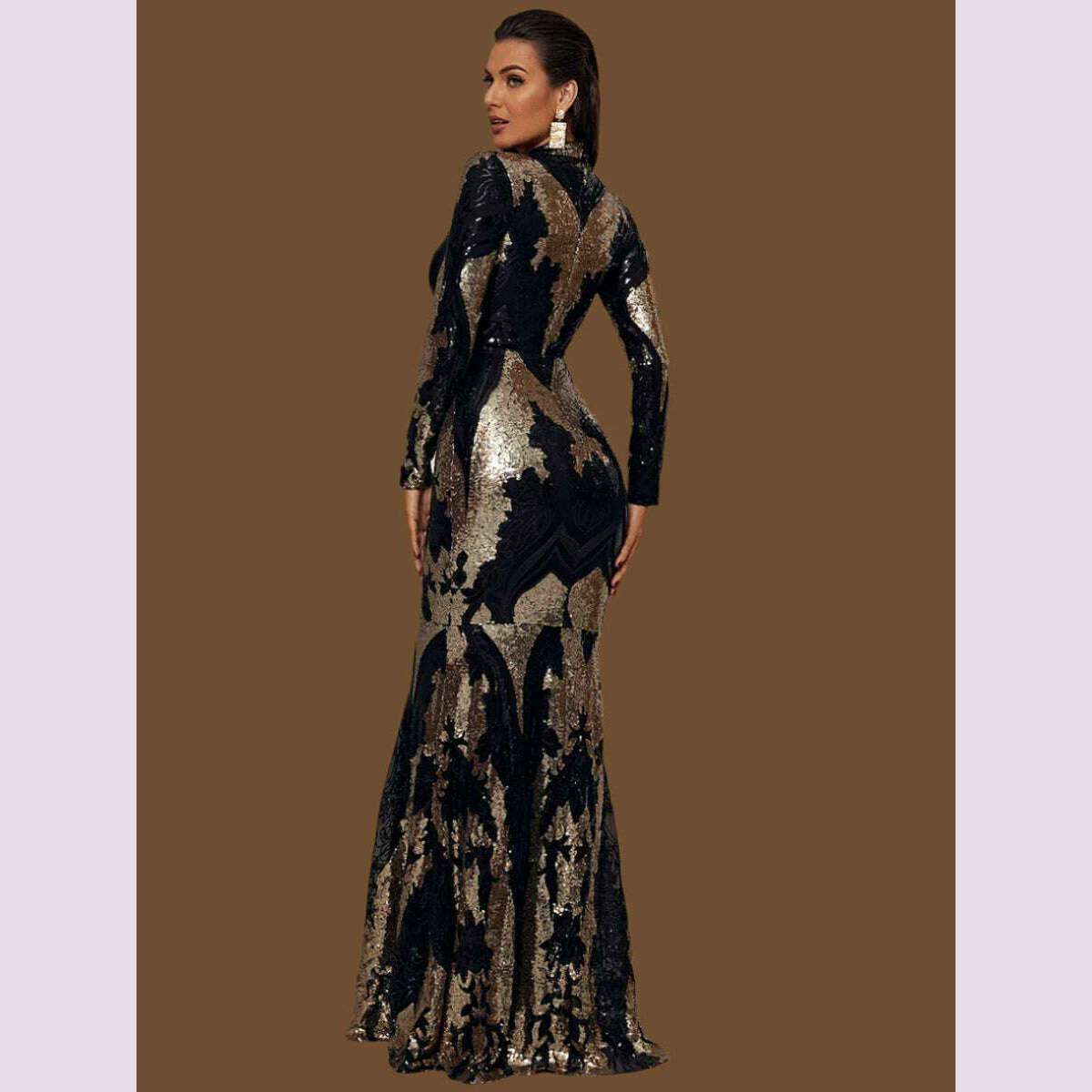 Yesexy New Women's Winter Long Sleeve Turtleneck Floor-Length Dress Black Elegant Dresses For Party Robe Vestidos - KIMLUD