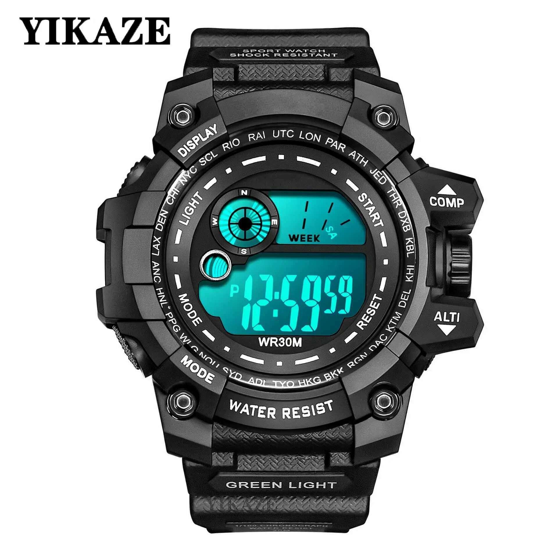 YIKAZE Men LED Digital Watches Luminous Fashion Sport Waterproof Watches For Man Date Army Military Clock Relogio Masculino - KIMLUD