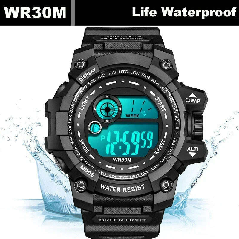 KIMLUD, YIKAZE Men LED Digital Watches Luminous Fashion Sport Waterproof Watches For Man Date Army Military Clock Relogio Masculino, KIMLUD Womens Clothes
