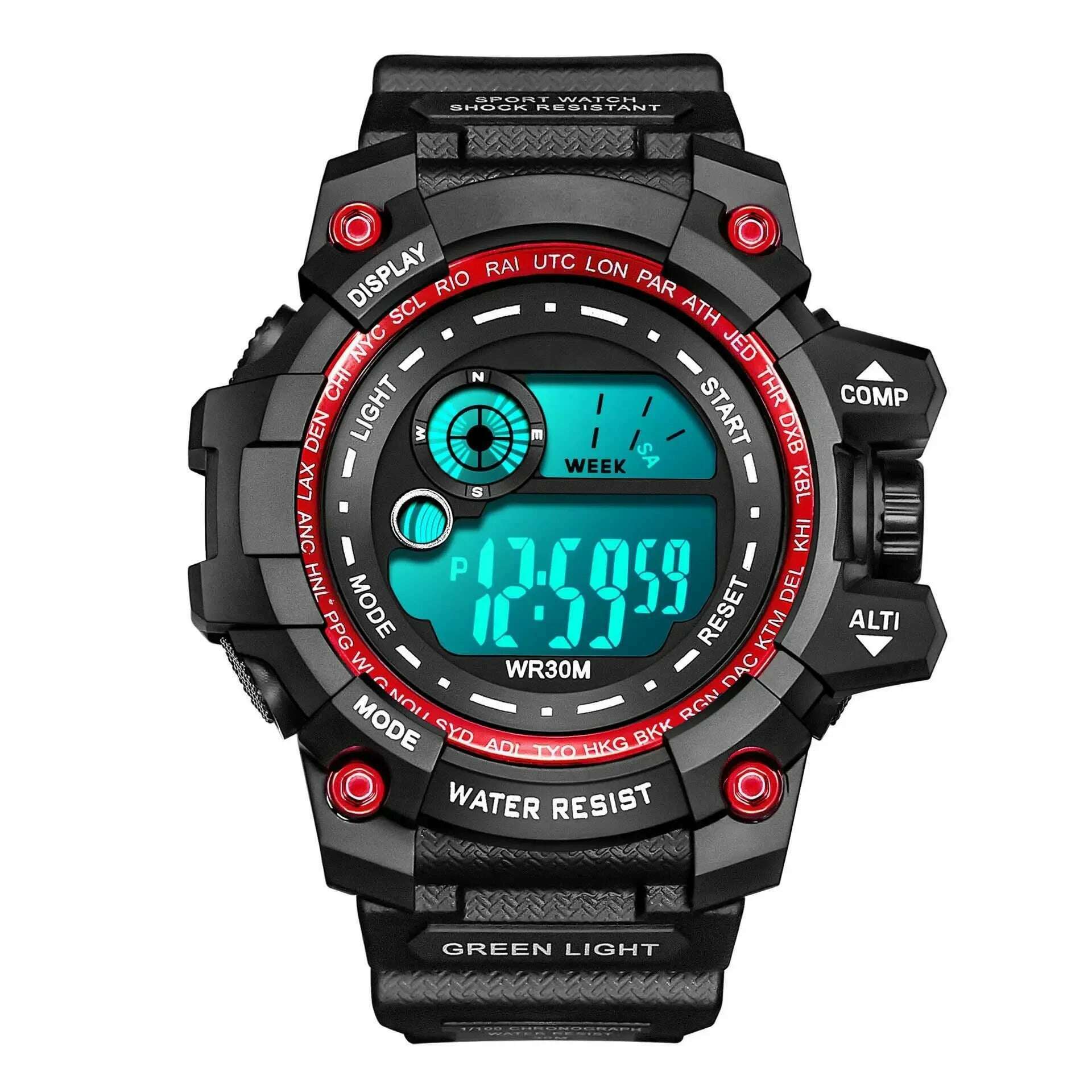 KIMLUD, YIKAZE Men LED Digital Watches Luminous Fashion Sport Waterproof Watches For Man Date Army Military Clock Relogio Masculino, Red, KIMLUD Womens Clothes