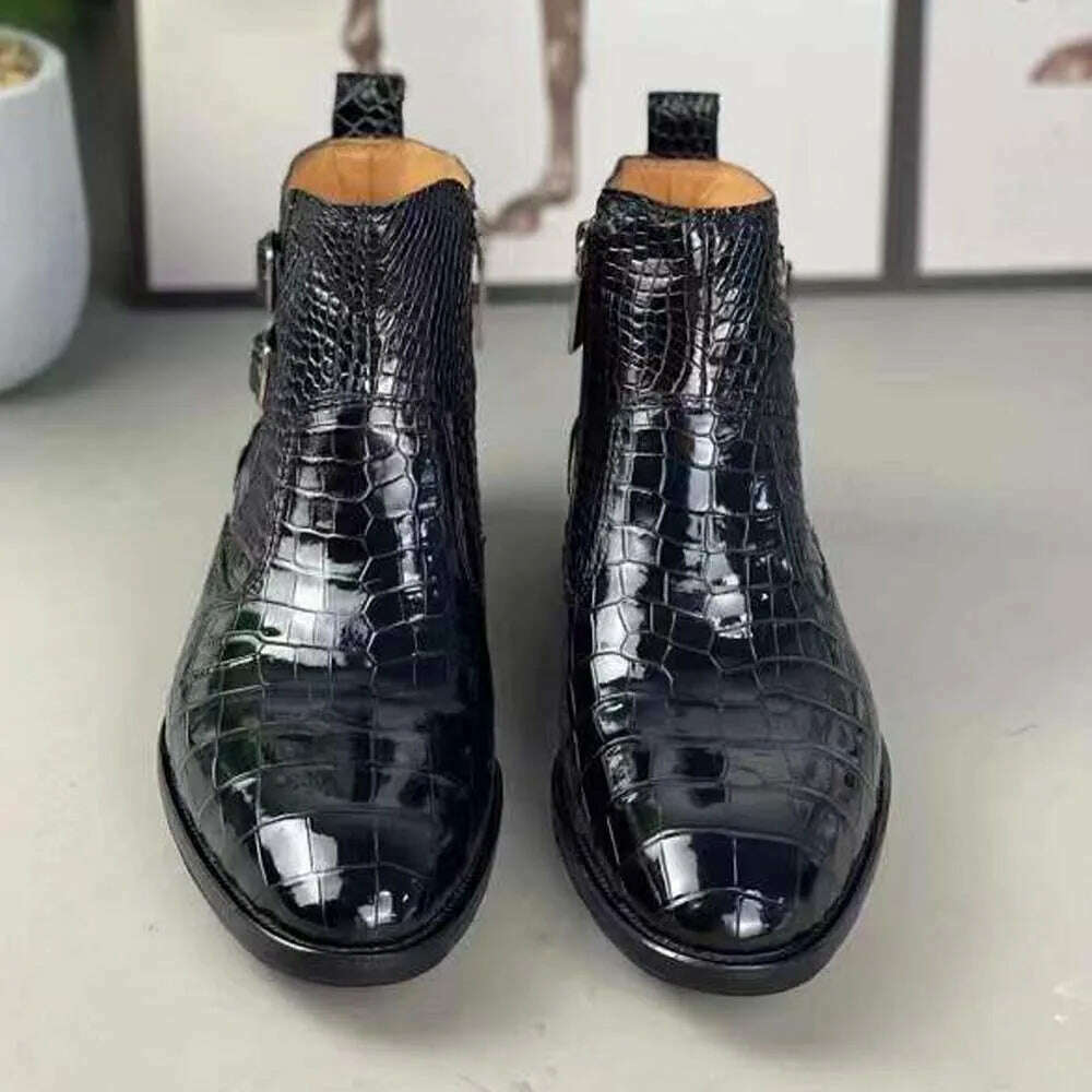 KIMLUD, yingshang new arrival men crocodile leather boots men crocodile boots men boots leather sole crocodile belly shoes for male, KIMLUD Womens Clothes