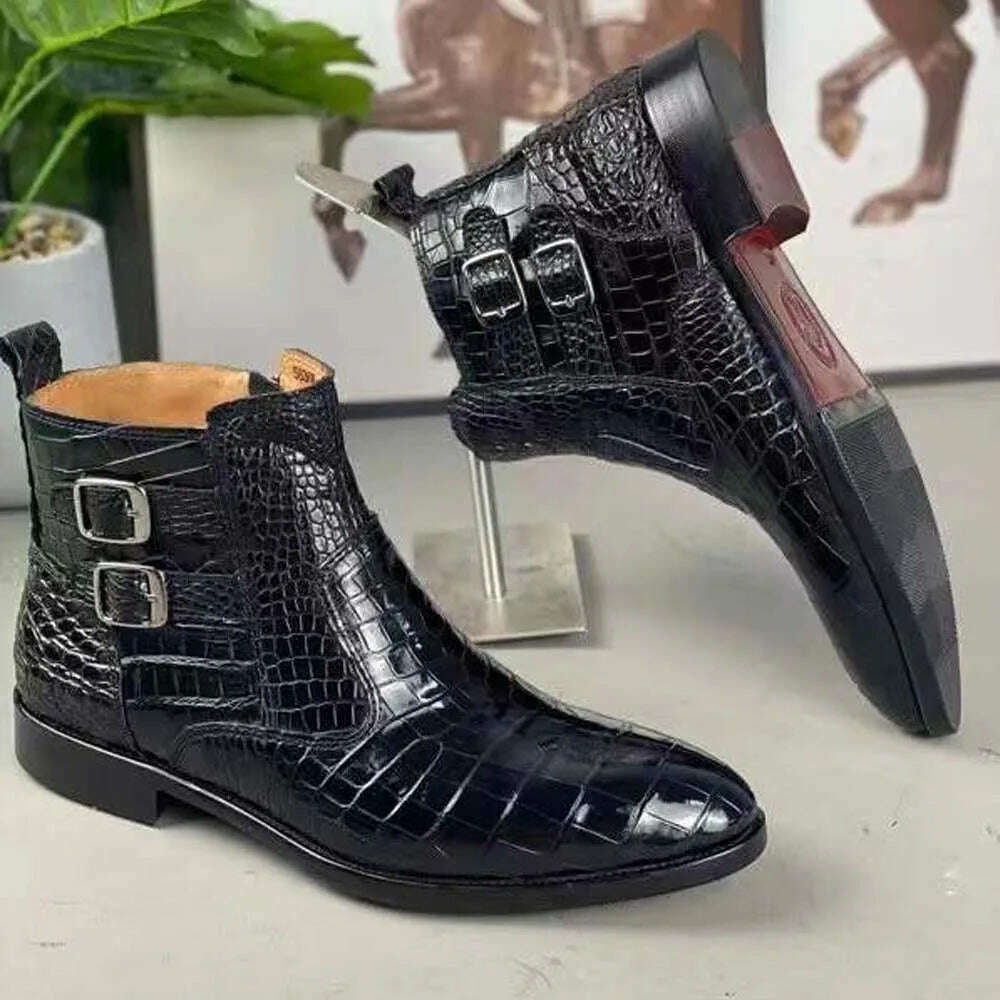 KIMLUD, yingshang new arrival men crocodile leather boots men crocodile boots men boots leather sole crocodile belly shoes for male, KIMLUD Womens Clothes