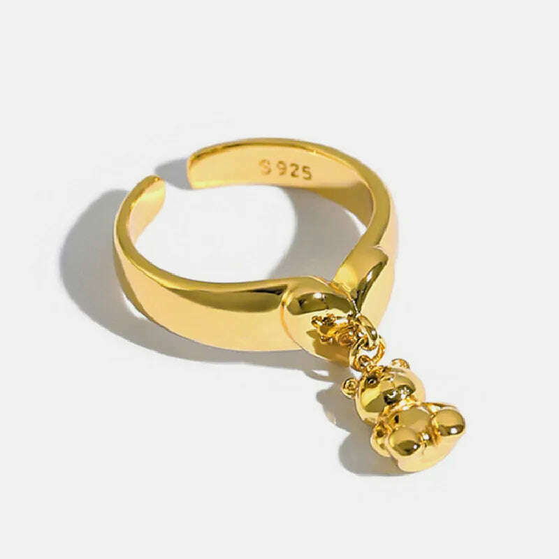 KIMLUD, YIZIZAI Ins Korean Cute Cartoon Mini Bear Ring for Lady Women Gold Silver Color Rings Pendant Jewelry Anillo Wholesale price Hot, KIMLUD Womens Clothes