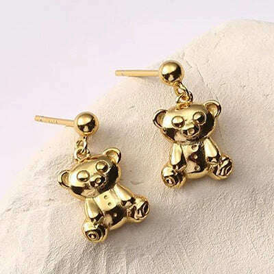 KIMLUD, YIZIZAI New Japanese Sweet and Cute Bear Earring for Women Simple Cartoon MINI Bear Studs Silver Plated Jewellry Friendship Gift, KIMLUD Womens ClothesKIMLUD, YIZIZAI New Japanese Sweet and Cute Bear Earring for Women Simple Cartoon MINI Bear Studs Silver Plated Jewellry Friendship Gift, Gold, KIMLUD APPAREL - Womens Clothes