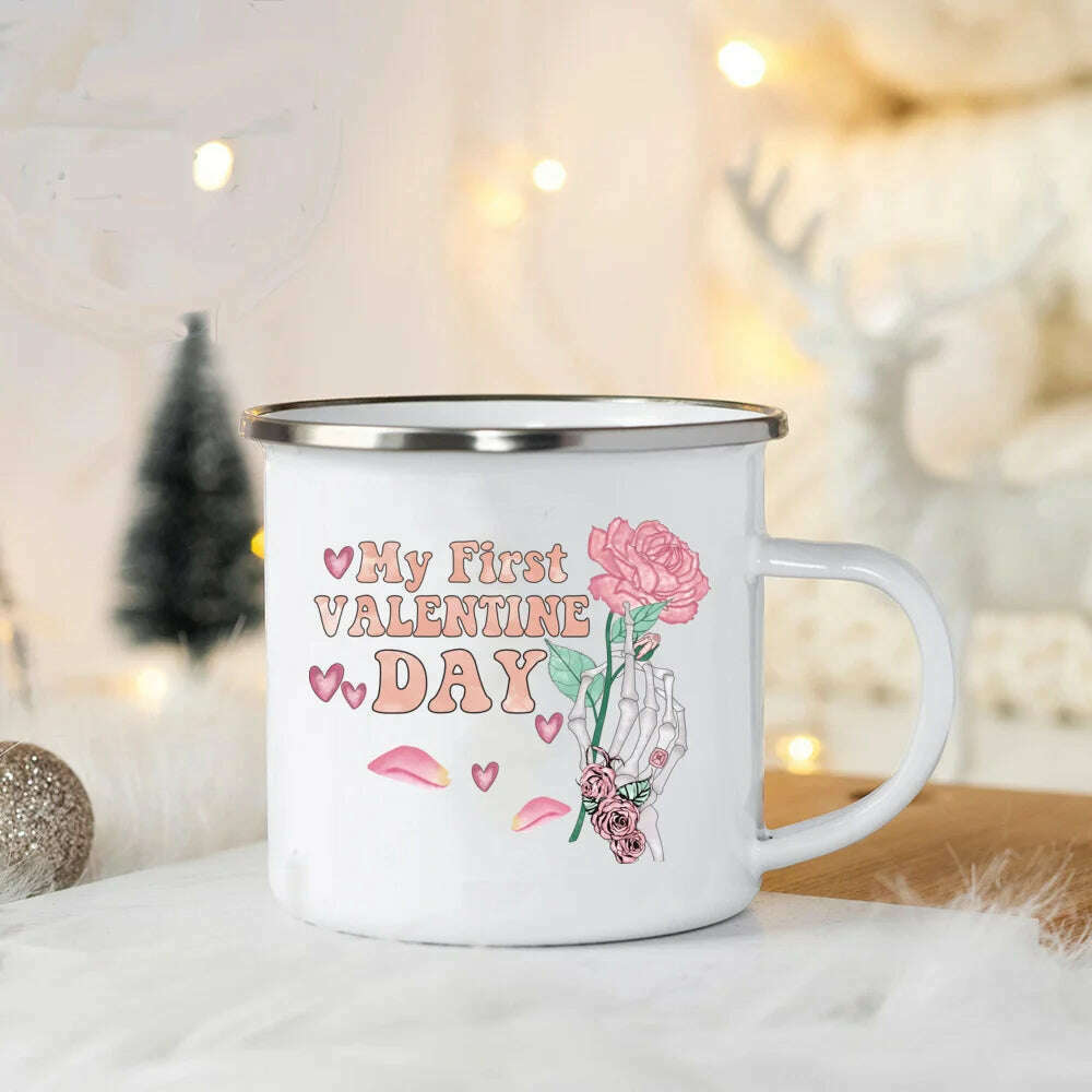 You Are So Loved Print Coffee Mug Valentine Enamel Mugs Valentine's Party Wine Juice Cups Valentine Cup Present for Her/ Family - KIMLUD