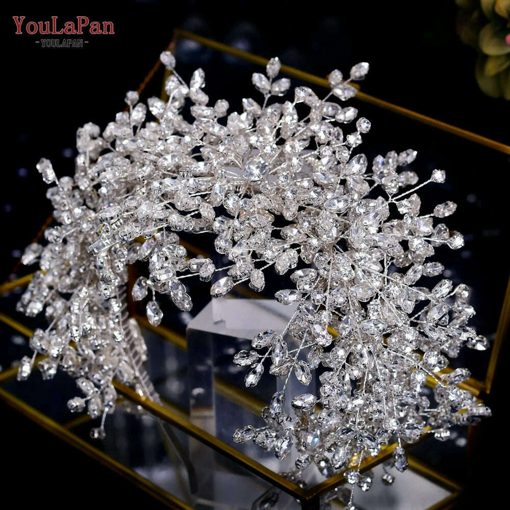 KIMLUD, YouLaPan Bride Exquisite Headband Tiara Full Rhinestone Bridesmaid Hair Band Women Fashion Headwear Wedding Accessories HP385, KIMLUD Womens Clothes