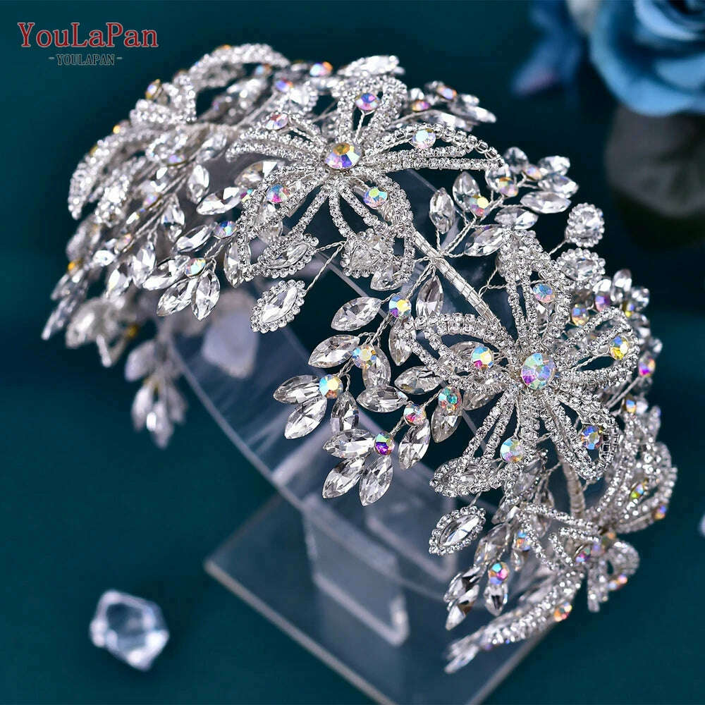 KIMLUD, YouLaPan Flower Headband for Bridal Wedding Headpiece Jewelry Hair Accessories Woman Tiara Bride Headdress for Party HP395, KIMLUD Womens Clothes