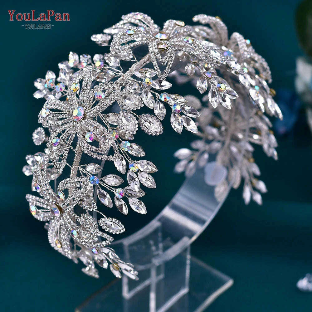 KIMLUD, YouLaPan Flower Headband for Bridal Wedding Headpiece Jewelry Hair Accessories Woman Tiara Bride Headdress for Party HP395, KIMLUD Womens Clothes